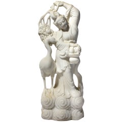 Sculpture chinoise en marbre sculpté Quan Yin