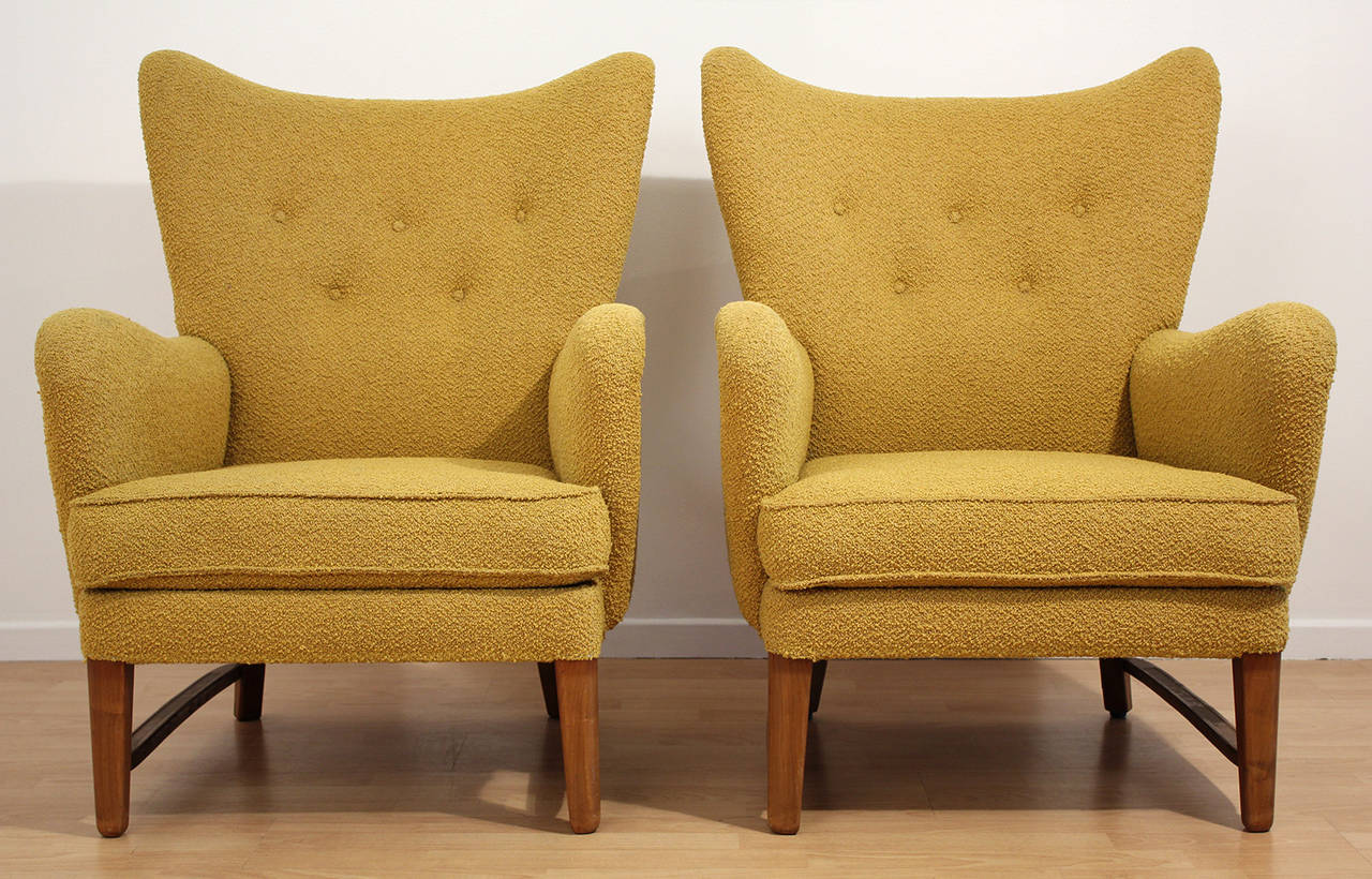 Mid-Century Modern Early Scandinavian Wingback Lounge Chairs