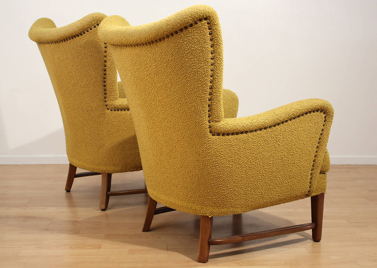 Early Scandinavian Wingback Lounge Chairs In Excellent Condition In San Diego, CA