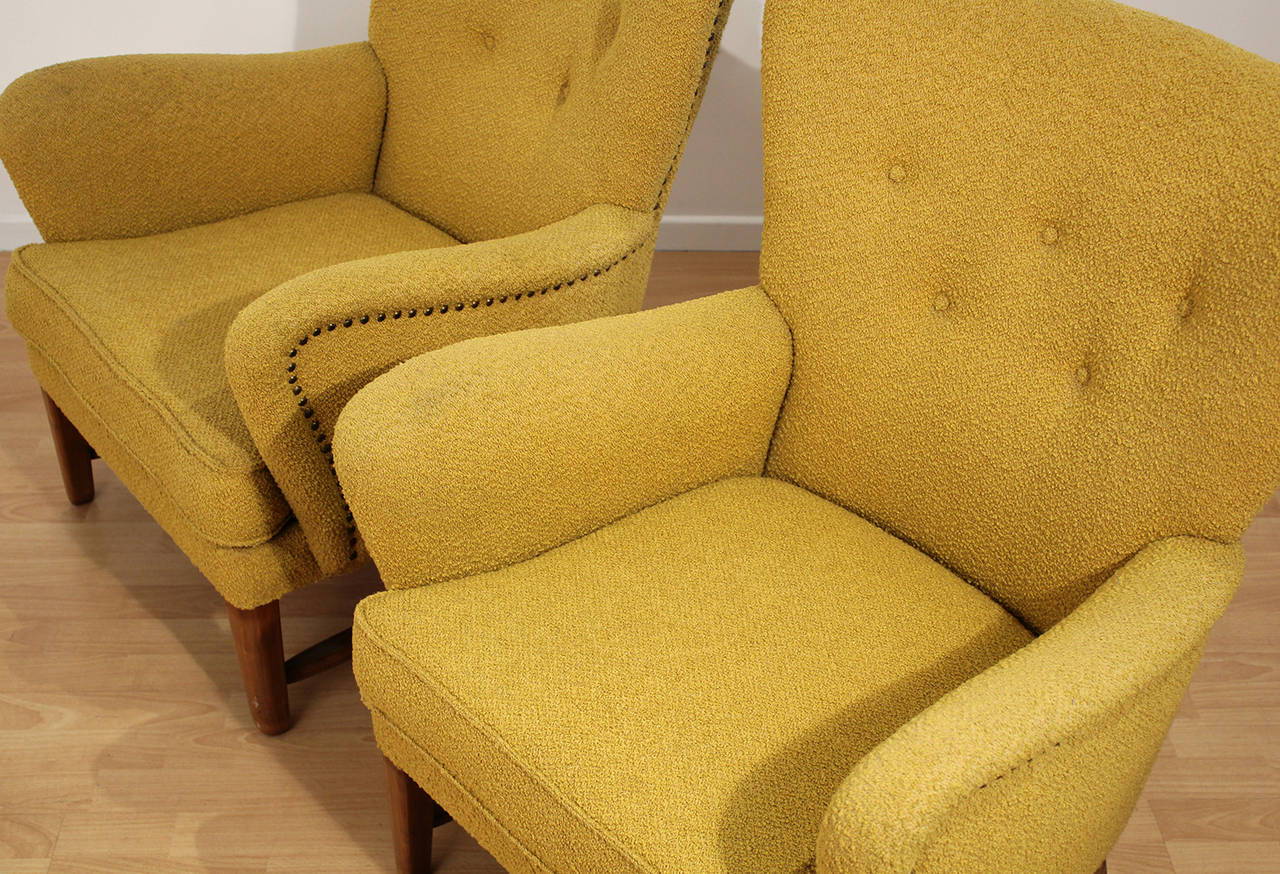 Early Scandinavian Wingback Lounge Chairs 2