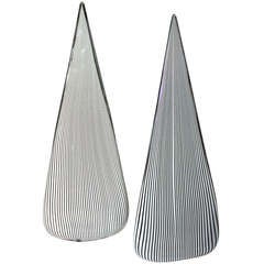 Large Vetri Murano Glass Lamp Pair Italy
