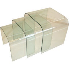 Set of Three Glass Tables by Fiam