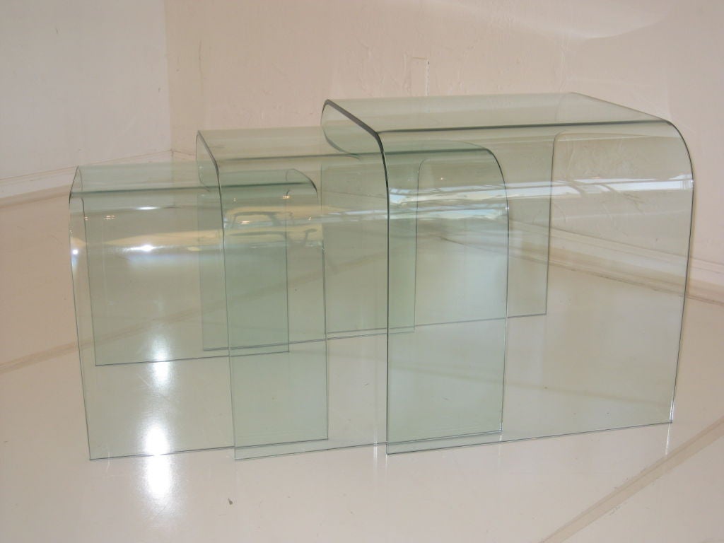 Set of Three Glass Tables by Fiam