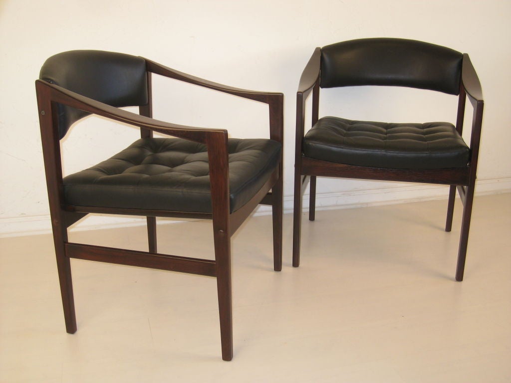 Swedish Rosewood & Leather Danish Modern Dux Chairs by Ray Zimmerman