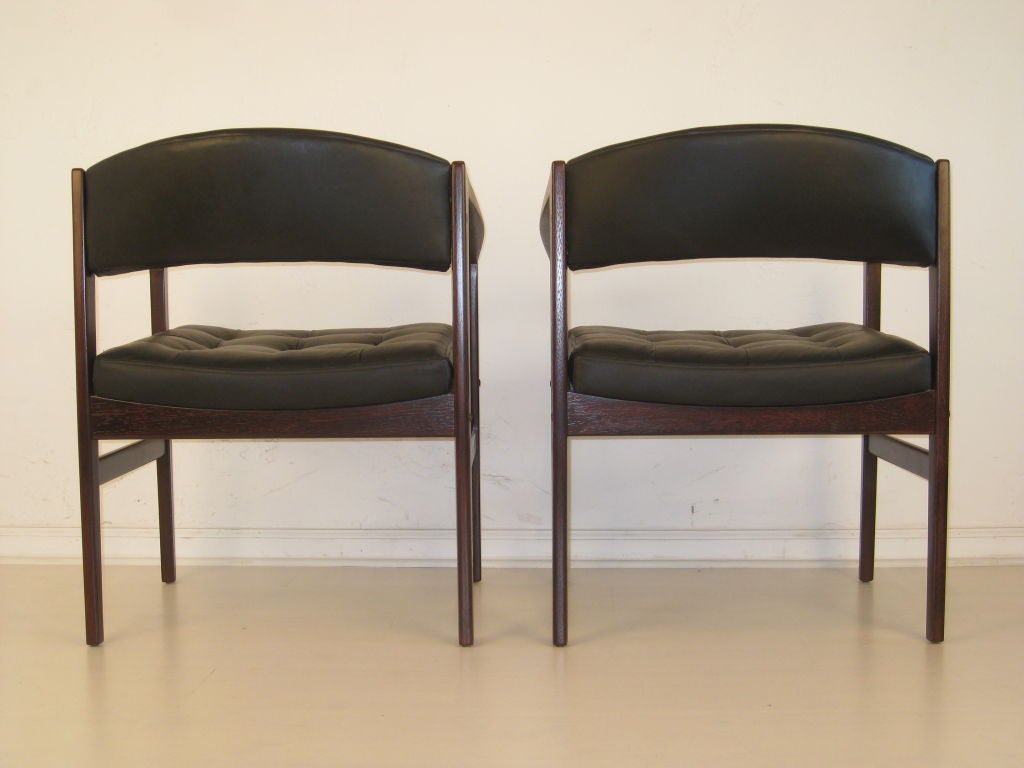 Rosewood & Leather Danish Modern Dux Chairs by Ray Zimmerman 1