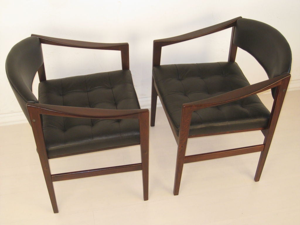 Rosewood & Leather Danish Modern Dux Chairs by Ray Zimmerman 2