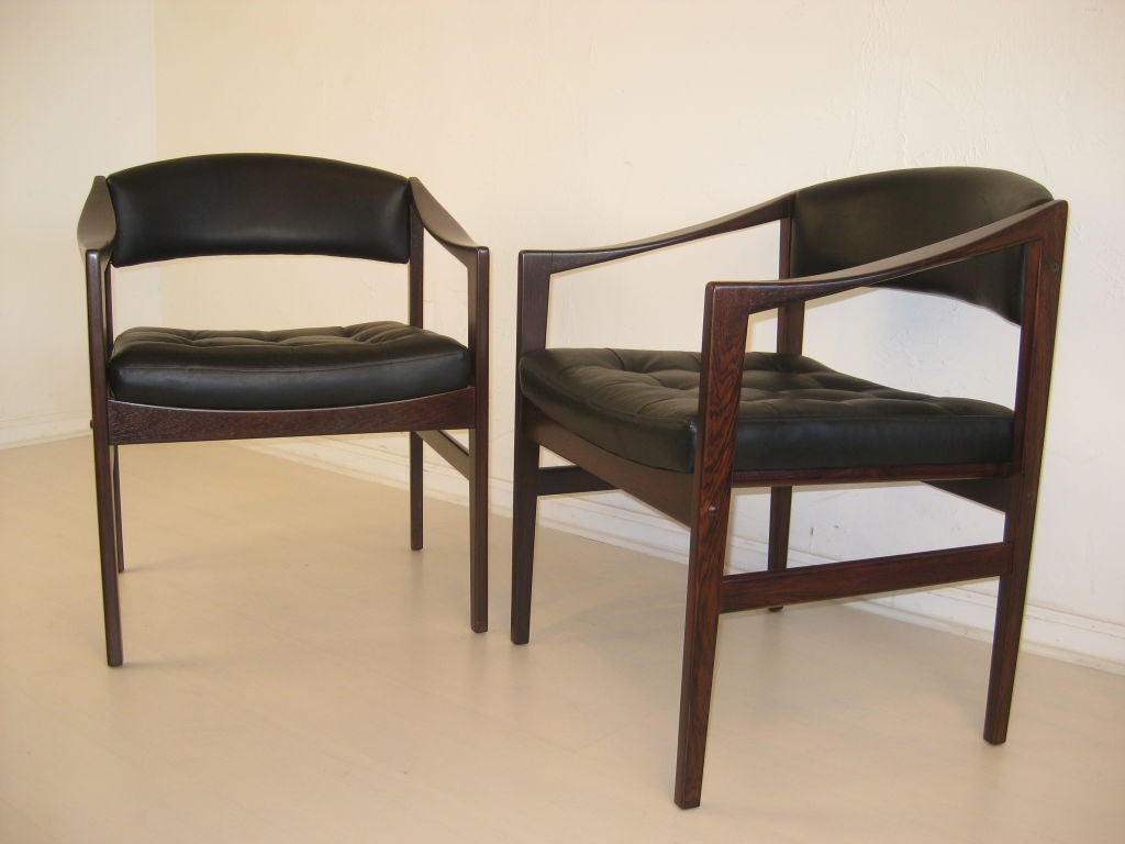 Rosewood & Leather Danish Modern Dux Chairs by Ray Zimmerman 3