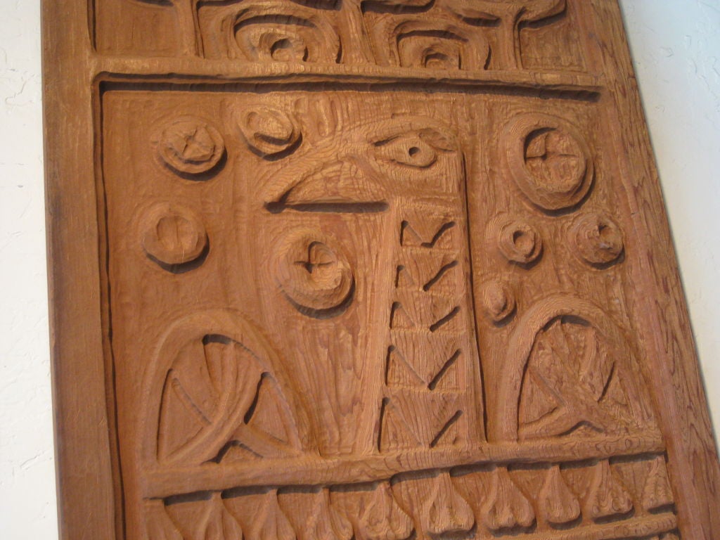 Evelyn Ackerman Carved Redwood Door Panel 3