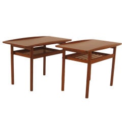 Sculpted Danish Teak Side Tables by Grete Jalk