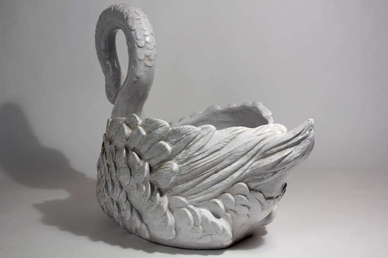 Neoclassical Italian Ceramic Swan Sculpture