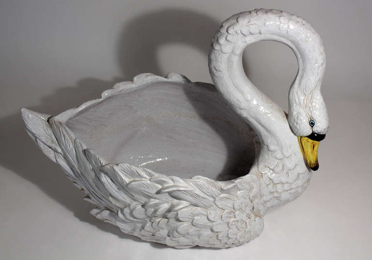 20th Century Italian Ceramic Swan Sculpture