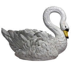 Vintage Italian Ceramic Swan Sculpture