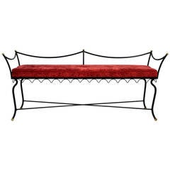 Wrought Iron and Brass Boudoir Bench