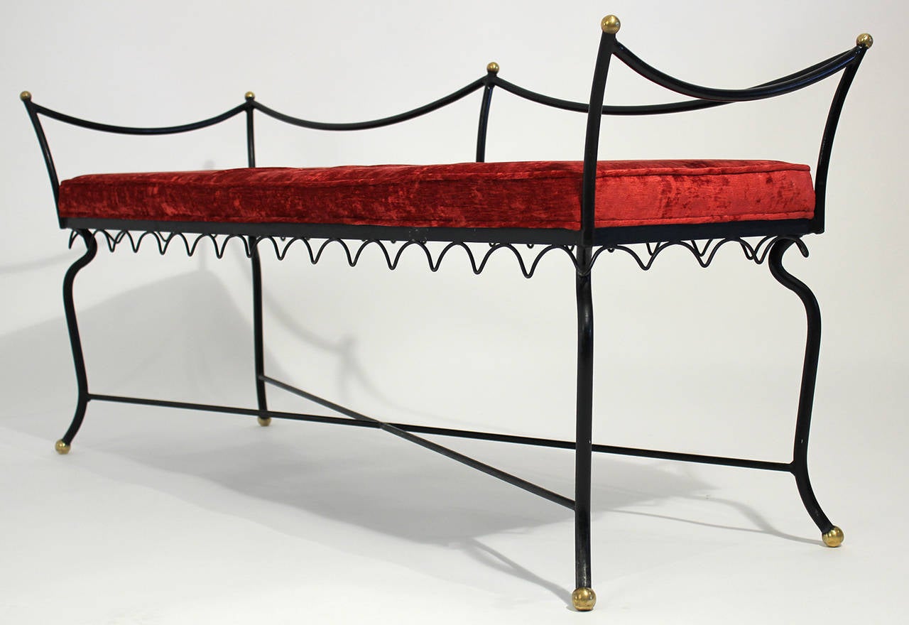 Unknown Wrought Iron and Brass Boudoir Bench