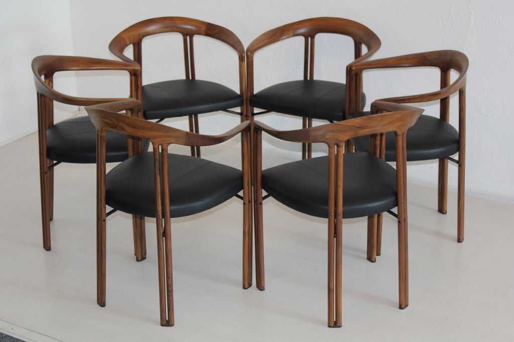 Modern Set of Six Dining Chairs by Franco Poli