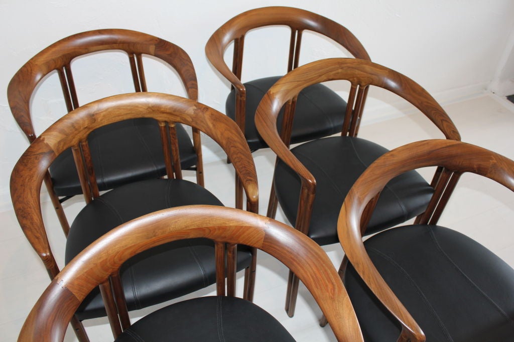 20th Century Set of Six Dining Chairs by Franco Poli