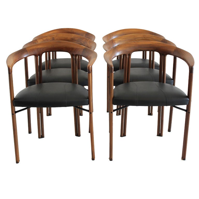 Set of Six Dining Chairs by Franco Poli