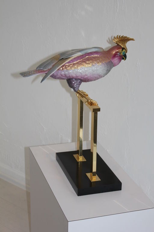 Italian Mangani Porcelain Cockatoo for Oggetti Italy