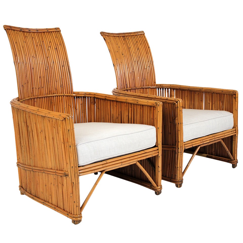 Pair of Rattan Lounge Chairs