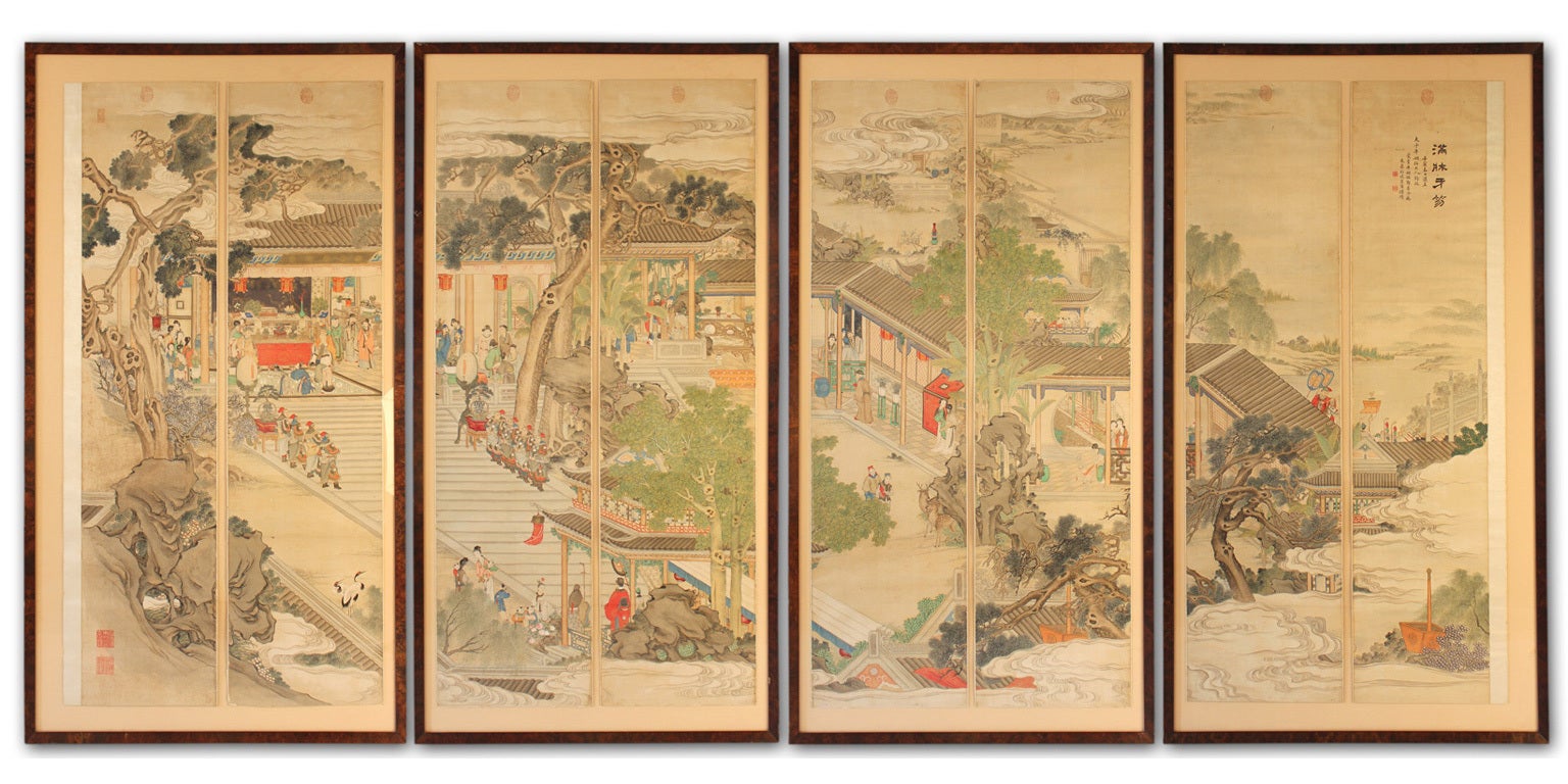 8-Panel Chinese Scroll Painting