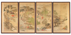 Antique 8-Panel Chinese Scroll Painting