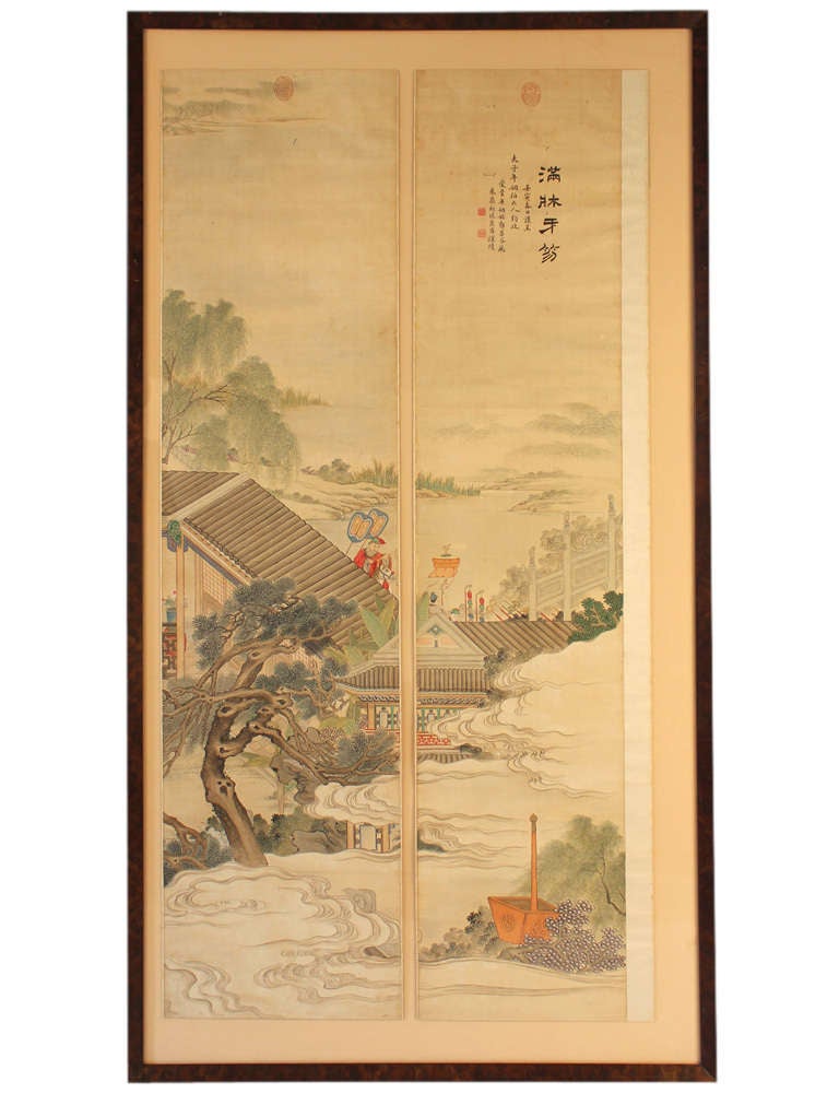 8-Panel Chinese Scroll Painting In Good Condition In San Diego, CA