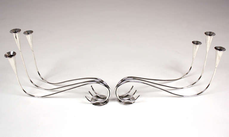 Hollywood Regency Portacandele in argento massiccio in vendita