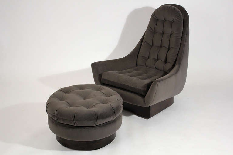 Hollywood Regency Swivel Lounge Chair & Ottoman