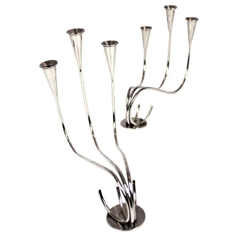 Sterling Silver Candle Holders For Sale