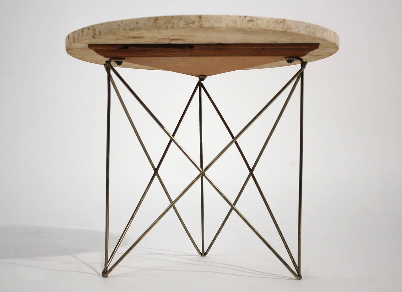 Mid-Century Modern Rene Brancusi Travertine Side Table