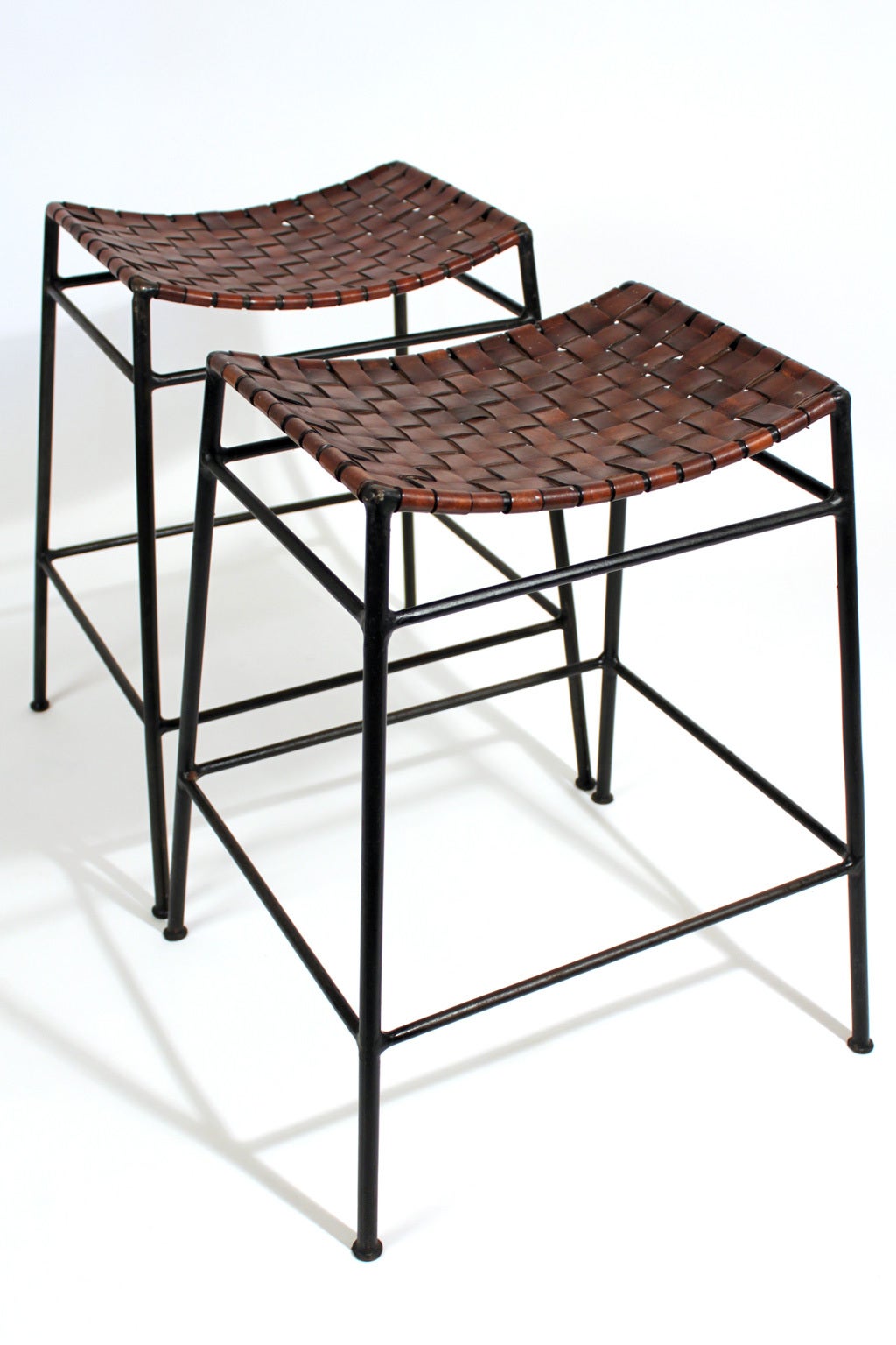 Wrought Iron & Leather Stools