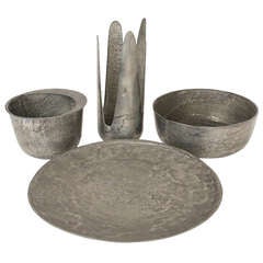 Vintage Norwegian Pewter Brutalist Serving Set