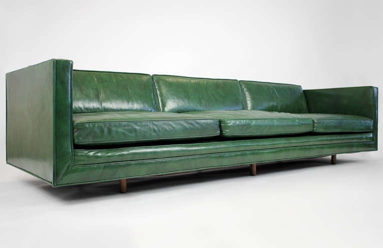 dark green leather sofa