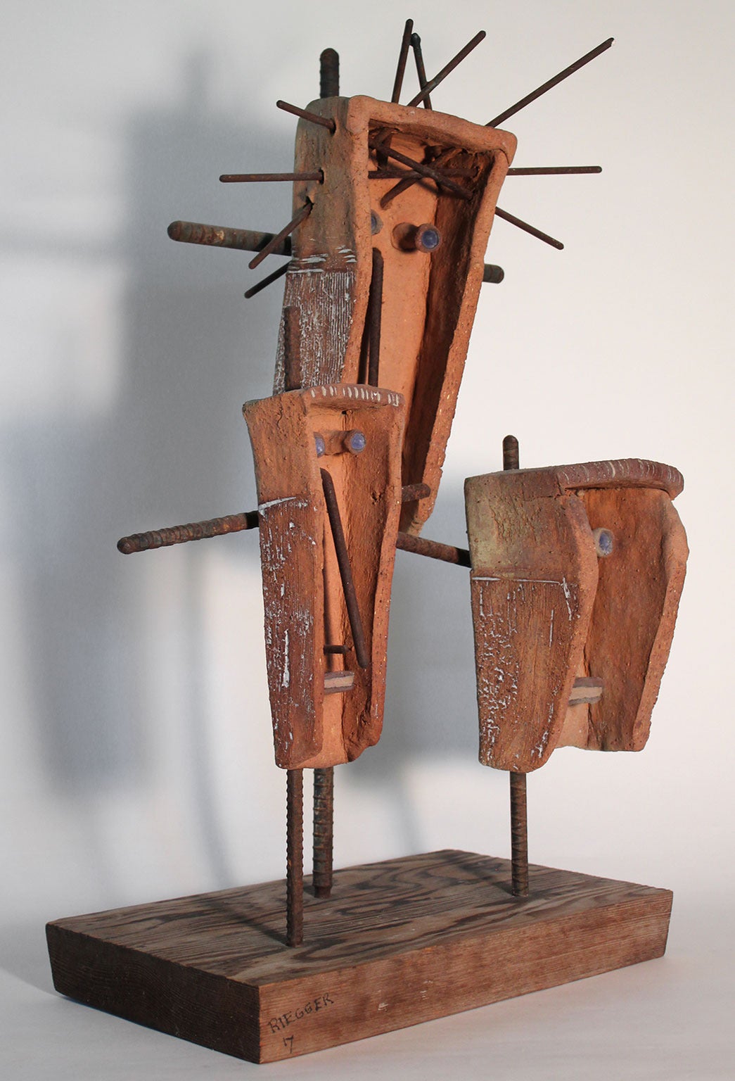 Mid-Century Modern Hal Riegger Ceramic and Steel Figurative Abstract Sculpture