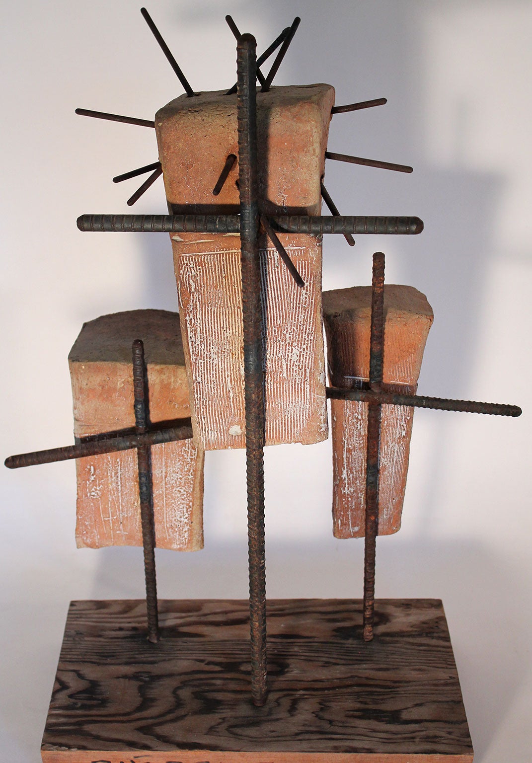 American Hal Riegger Ceramic and Steel Figurative Abstract Sculpture
