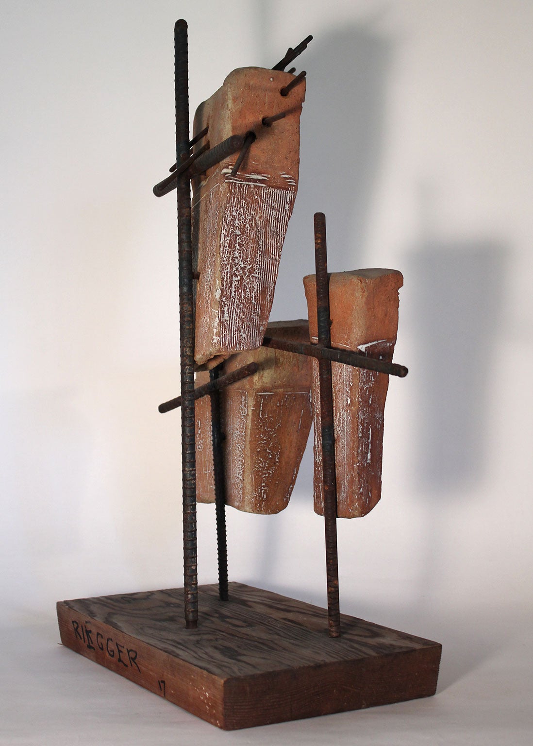 Hal Riegger Ceramic and Steel Figurative Abstract Sculpture In Excellent Condition In San Diego, CA