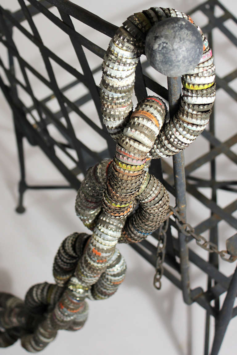 American Bottle Cap Chain Sculpture For Sale