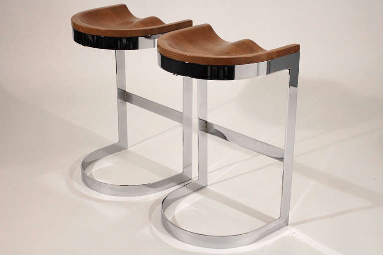 Late 20th Century Warren Bacon Bar Stool Pair