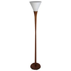 Teak Laurel Torchiere Floor Lamp 11