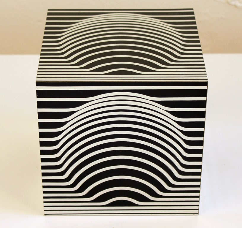 French Victor Vasarely Cube Sculpture