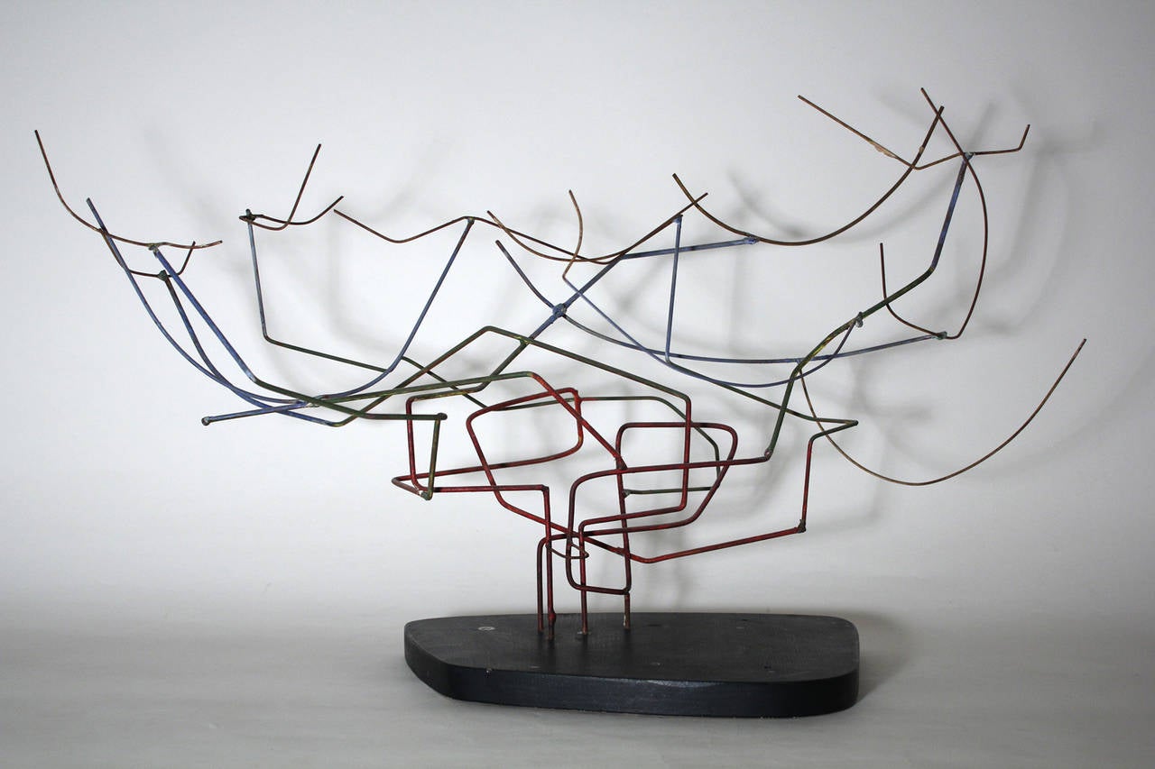 Painted wire abstract tree sculpture by Svetozar (Toza) Radakovich.

Ruth Clark & Toza Radakovich are known as one of the most influential artist couples in the Mid-Century Modern and California Craft Movements.

This signed work was most likely