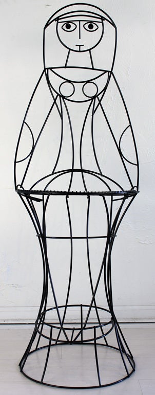 Figural female form wire chair or bar stool designed by John Risley.