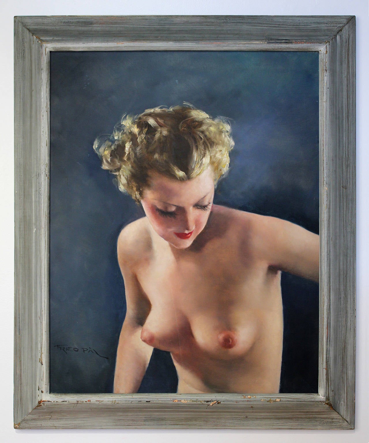 Art Deco Pal Fried Nude Portrait Oil on Canvas For Sale
