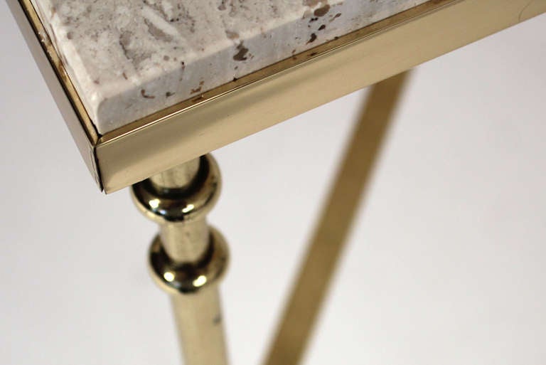 Brass and Travertine Side Table 3