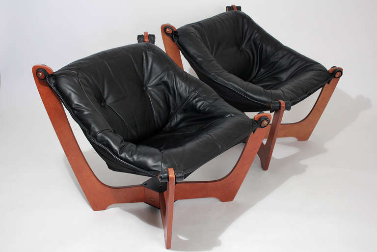 Norwegian Leather Sling Lounge Chairs