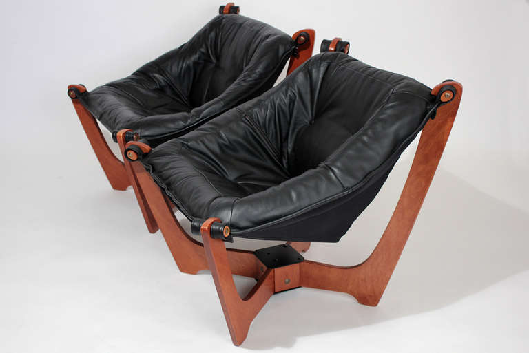 Leather Sling Lounge Chairs In Excellent Condition In San Diego, CA