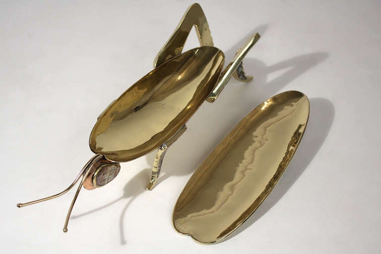 Brass and Abalone Grasshopper Dish 4