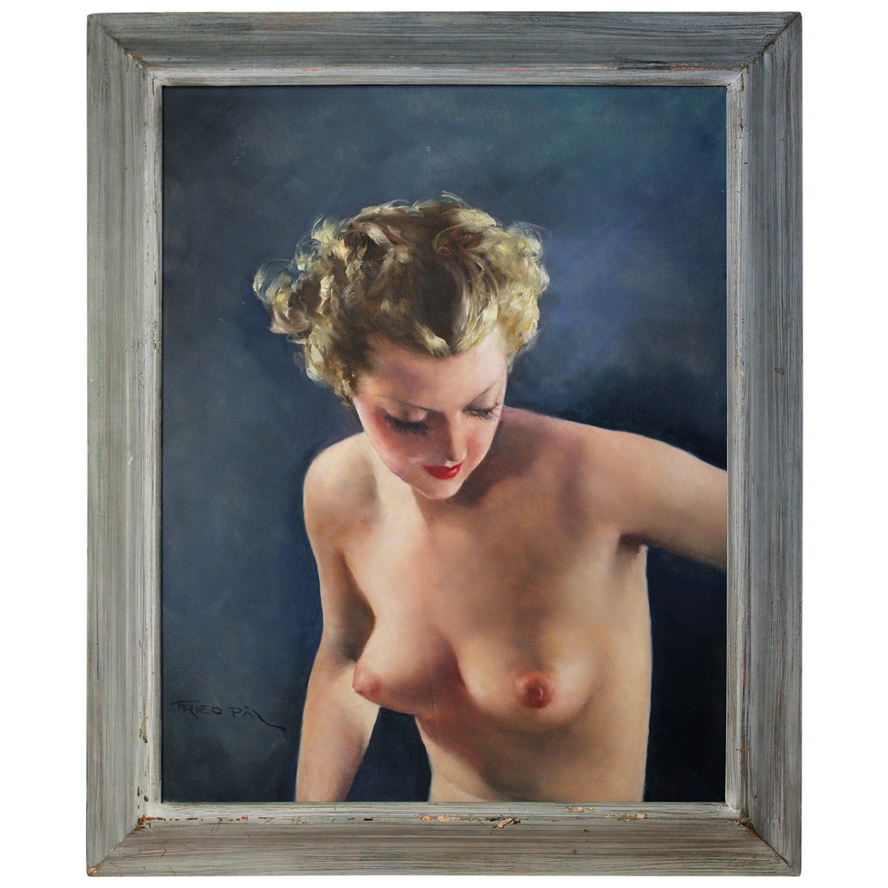 Pal Fried Nude Portrait Oil on Canvas