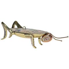 Vintage Brass and Abalone Grasshopper Dish