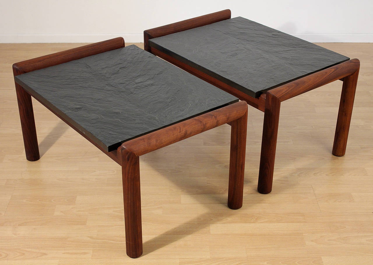 Adrian Pearsall for Craft Associates Slate Top End Tables In Excellent Condition In San Diego, CA